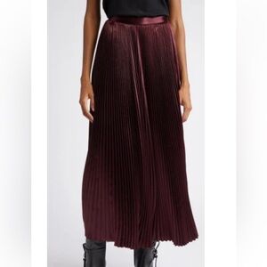 Ulla Johnson Burgundy Pleated Maxi Skirt